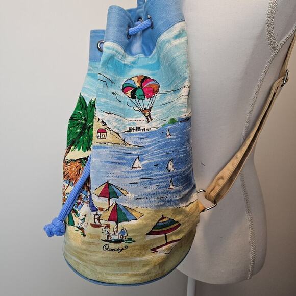 OUNSBY Beach Elements‎ Beach Artsy Backpack Unique Canvas Bag Ocean Blue Sand - Picture 3 of 16